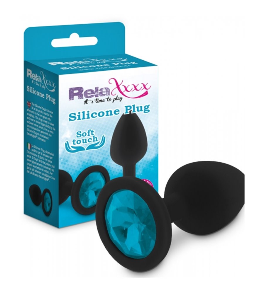 Σφήνα Silicone size Μ μαύρη με κρύσταλλο μπλε