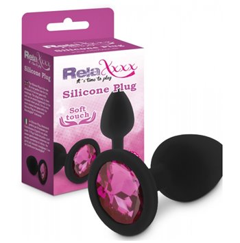 Σφήνα Silicone size M μαύρη με κρύσταλλο ροζ