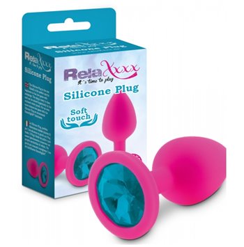 Σφήνα Silicone size S ροζ με κρύσταλλο μπλε