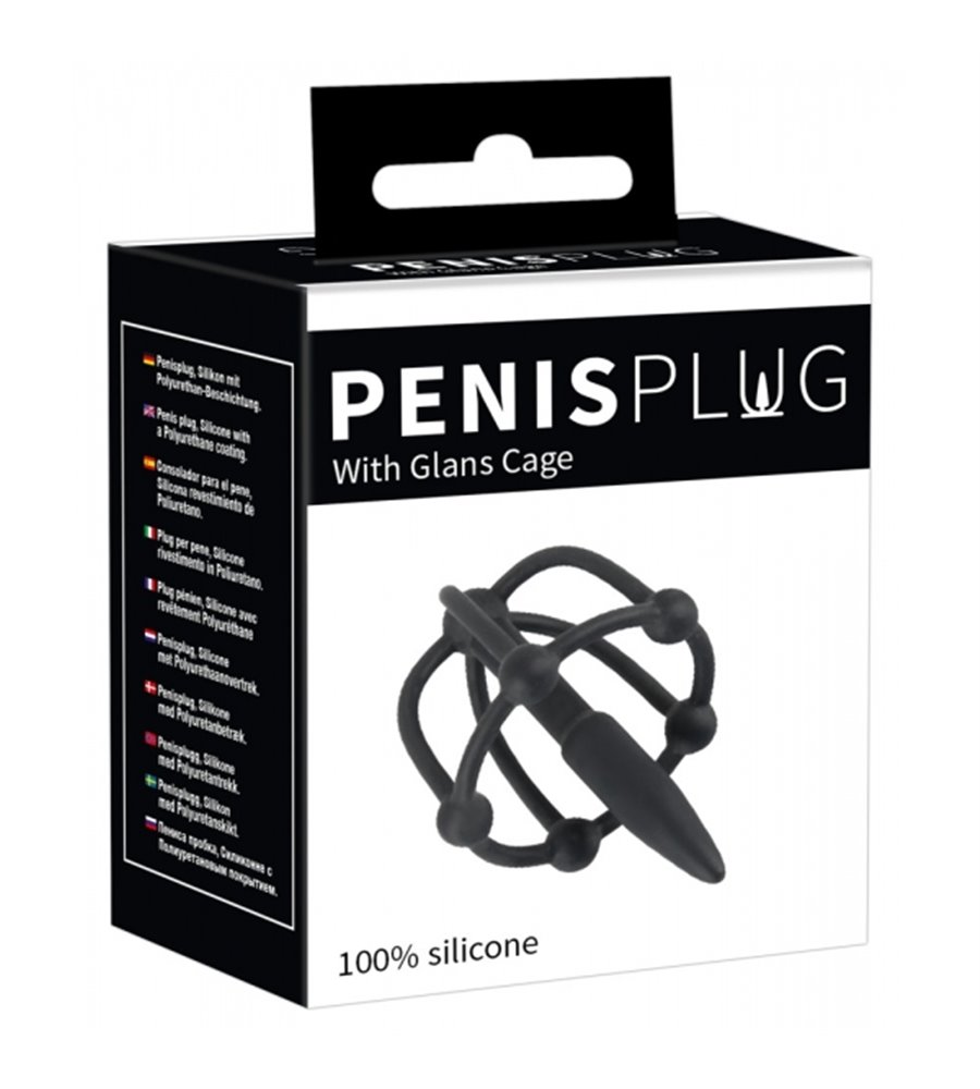 Σφήνα Penis Plug silikon Glans Cage μαύρο