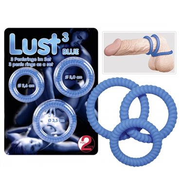 Δαχτυλίδια πέους στο σετ Lust 3 Blue