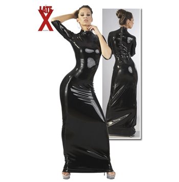 Φόρεμα Latex Μαύρο Μακρύ Κοντό Μανίκι XXL