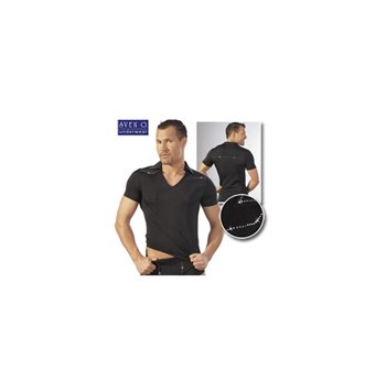 Μπλουζάκι Μαύρο με Γιακά & Stras L