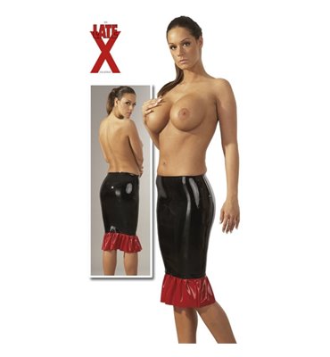 Μαύρη Φούστα Latex με Κόκκινο Τελ. XL