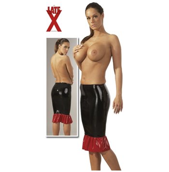 Μαύρη Φούστα Latex με Κόκκινο Τελ. XL