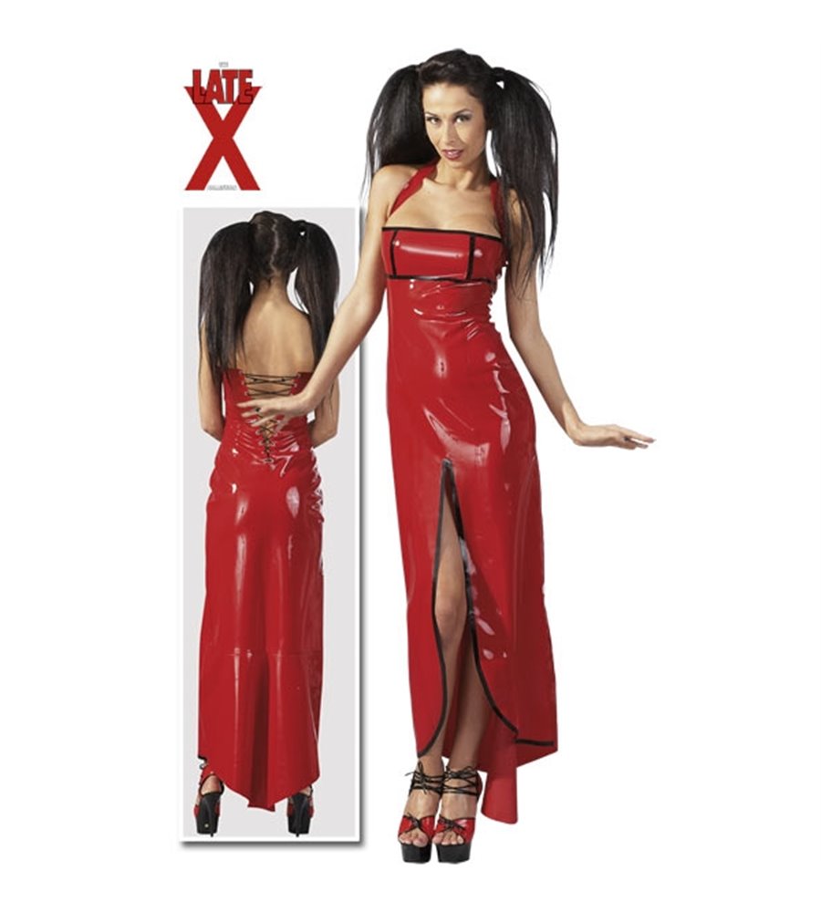 Φόρεμα Latex Κόκκινο με Άνοιγμα XS