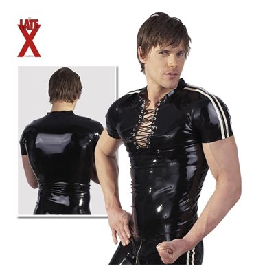 Λάτεξ Μπλουζάκι Μαύρο με Λευκές Ρίγες XL