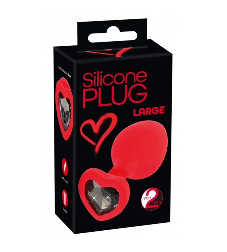 Σφήνα Silicone Plug large με κρύσταλλο καρδιά