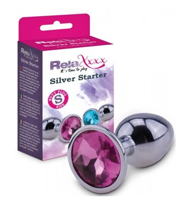 Σφήνα μεταλλική "Silver Starter size S" με κρύσταλλο ροζ