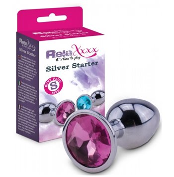 Σφήνα μεταλλική "Silver Starter size S" με κρύσταλλο ροζ